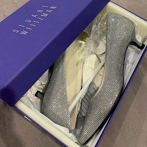 Stuart Weitzman Poco Silver Noir Low Heel Pumps